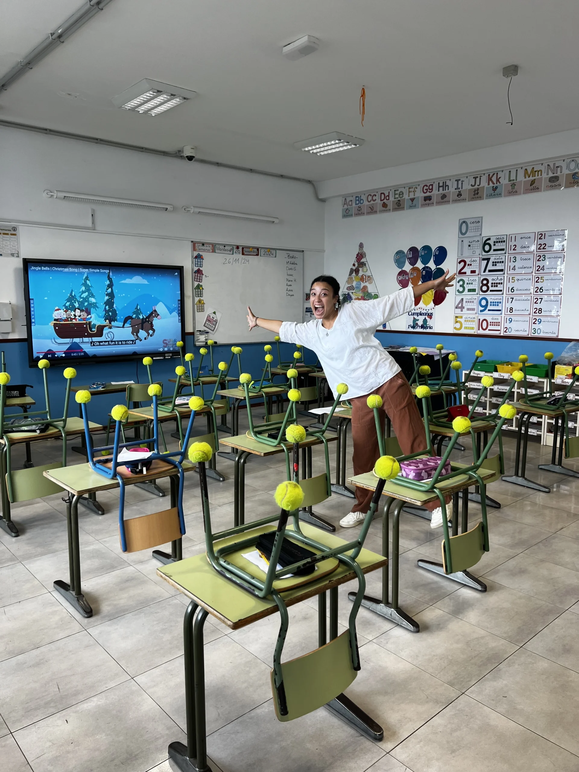 Olivia in her Fulbright classroom